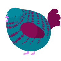 A sea and wine chicken with a bar pattern