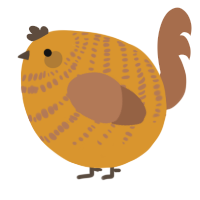 A orange and brown chicken with a bar pattern