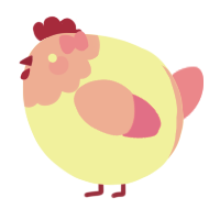 A white and pink chicken with a head pattern
