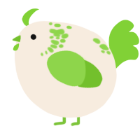 A cream and grass chicken with a neck-speckle pattern