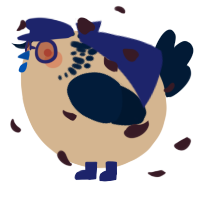A beige and tumblr chicken with a neck-speckle pattern