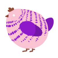 A rose and violet chicken with a bar pattern