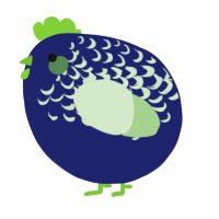 A navy and gluppy chicken with a half-lace pattern