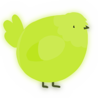A lime chicken with a head pattern