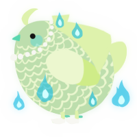 A gluppy and apple chicken with a lace pattern