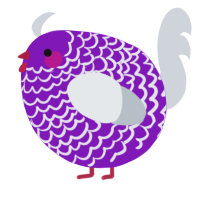 A violet and mist chicken with a lace pattern