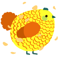 A lime and russet chicken with a lace pattern