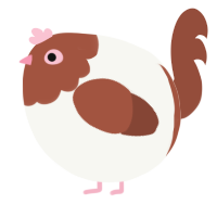 A white and russet chicken with a head pattern