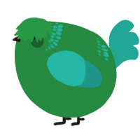 A viridian and turquoise chicken with a neck-band pattern