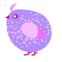 A lilac and lavender chicken with a speckle pattern