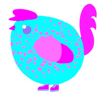 A mint and lavender chicken with a speckle pattern