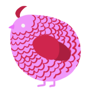 A lavender and crimson chicken with a lace pattern
