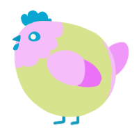 A lemon and lavender chicken with a head pattern