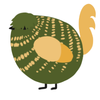 A olive and honey chicken with a bar pattern