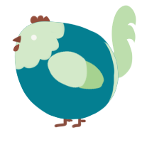 A sea and gluppy chicken with a head pattern