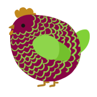 A maroon and grass chicken with a lace pattern