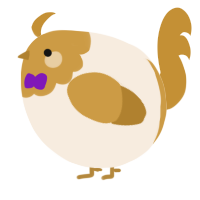 A cream and gold chicken with a head pattern