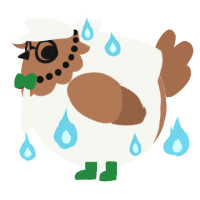 A white and brown chicken with a head pattern