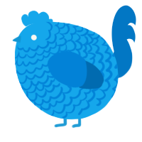 A sky and sapphire chicken with a lace pattern