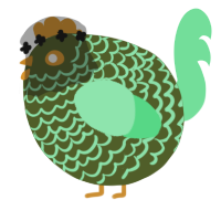A olive and spring chicken with a lace pattern