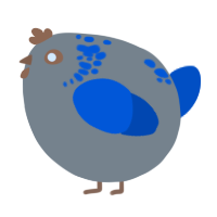 A ash and ultramarine chicken with a neck-speckle pattern