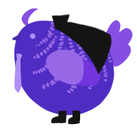 A indigo and blurple chicken with a half-bar pattern