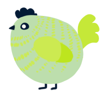 A gluppy and lime chicken with a bar pattern