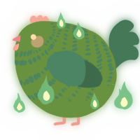 A viridian and sapphire chicken with a bar pattern