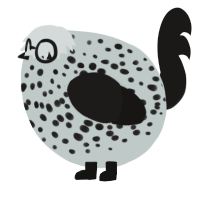 A silver and sable chicken with a speckle pattern