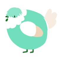 A mint and cream chicken with a head pattern