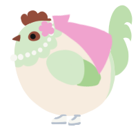 A cream and gluppy chicken with a head pattern