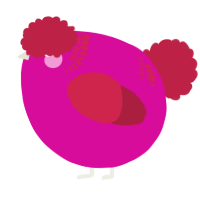 A fuchsia and crimson chicken with a neck-band pattern
