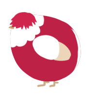 A crimson and cream chicken with a head pattern