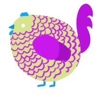 A lemon and amethyst chicken with a lace pattern