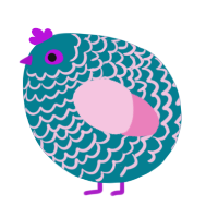 A sea and pink chicken with a lace pattern
