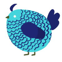 A aqua and navy chicken with a lace pattern