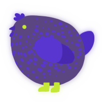 A overcast and indigo chicken with a speckle pattern