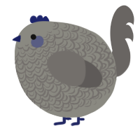 A ash and grey chicken with a double-lace pattern