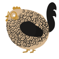 A beige and sable chicken with a double-lace pattern