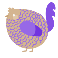 A beige and blurple chicken with a lace pattern