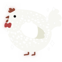 A white chicken with a speckle pattern