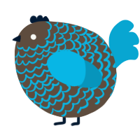 A bark and cerulean chicken with a lace pattern