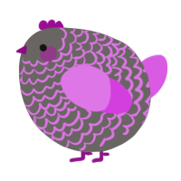 A grey and orchid chicken with a lace pattern