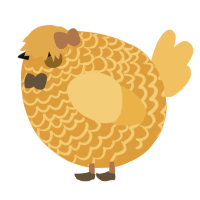 A orange and honey chicken with a lace pattern