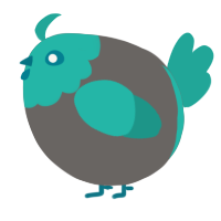 A grey and turquoise chicken with a head pattern