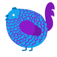 A sky and violet chicken with a lace pattern
