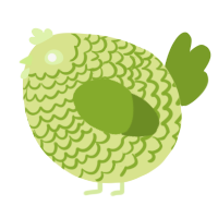 A lemon and chartreuse chicken with a lace pattern