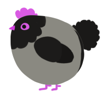 A ash and sable chicken with a head pattern