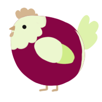 A maroon and apple chicken with a head pattern