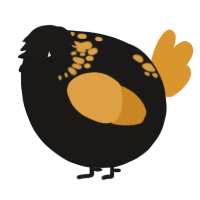 A sable and orange chicken with a neck-speckle pattern